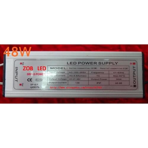 48w led driver DC50-60V,0.9A,high power led driver for flood light / street light,constant current drive power supply,IP65