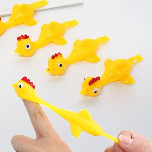 5Pcs Catapult Turkey Funny Toy Set Chick Soft Rubber Launch Slingshot Yellow Chicken New Strange Toy Student Gift Decompression
