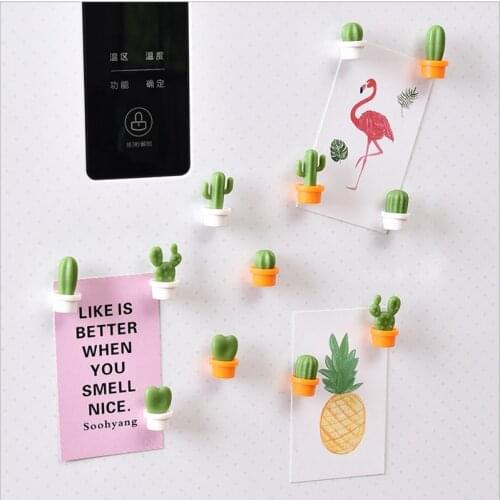6pcs Fridge Magnets Cute Succulent Plant Magnet Button Cactus Refrigerator Message Sticker Magn