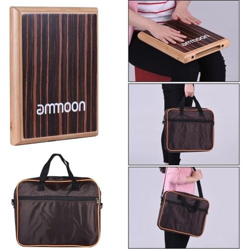 Ammoon Compact Travel Box Drum Cajon Flat Hand Drum Percussion Instrument with Adjustable Strings Carrying Bag