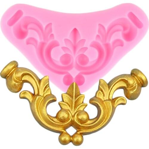 Baroque Scroll Relief Silicone Mold Leaf DIY Party Fondant Cake Decorating Tools Cupcake Topper Molds Chocolate Candy Moulds