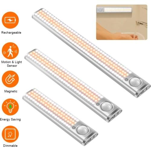 80/120/160 LEDs Wireless Rechargeable Motion Sensor LED Light USB Charging LED Night Light for Cabinet Wall Kitchen Bedroom