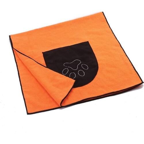 Super Absorben Microfiber Quick-Drying Bath Towel with Two Pockets for Small Medium Large Dogs Cats Bathrobe Pet Supplies