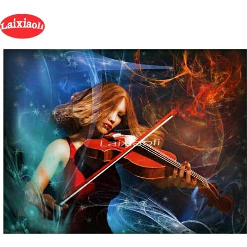 Elegant woman Playing the violin diamond embroidery full rhinestone mosaic diamond painting cross stitch kit home decoration