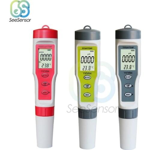 TDS PH Meter PH/TDS/EC/TEMP Temperature Meter Pen Digital Water Quality Monitor Tester for Pools Aquariums Drinking Water