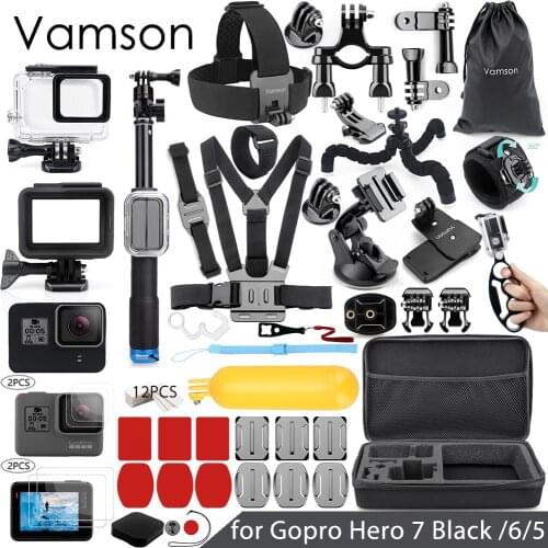 Vamson for Gopro Accessories Set For Gopro hero 7 6 5 Waterproof case Protection Frame 3 way monopod for Go pro 7 5 Vamson VS11