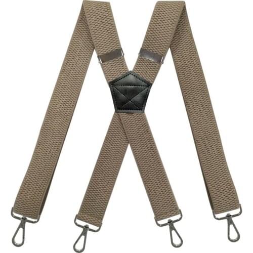 Mens Suspenders 3.8cm Wide X-Shape with 4 Swivel Snap Hooks Adjustable Elastic Biker Snowboard Trouser Braces Heavy Duty Work