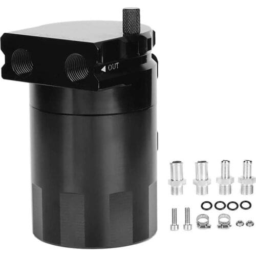 Universal Oil Catch Can Kit 300ML Reservoir Tank Engine Black Polish Baffled Aluminum Alloy