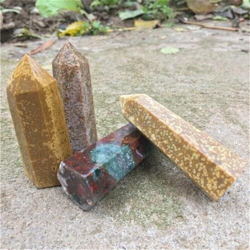New arrive Wholesale natural quartz tower ocean jasper wand point crystals healing stones for Home Decoration