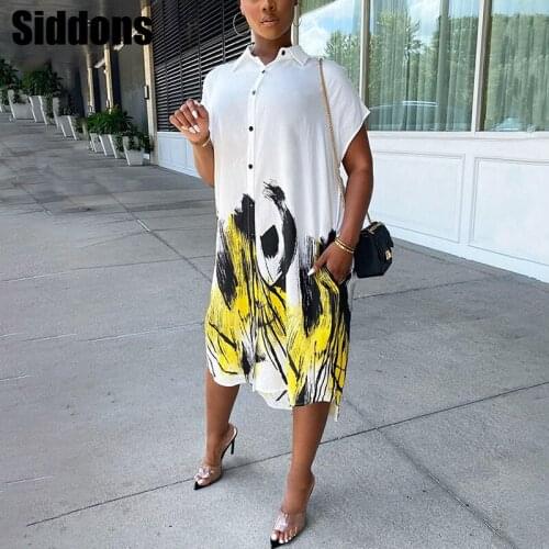 New Print Ladies Dress Dress Nightclub Casual Button Shirt Dress Variety Optional