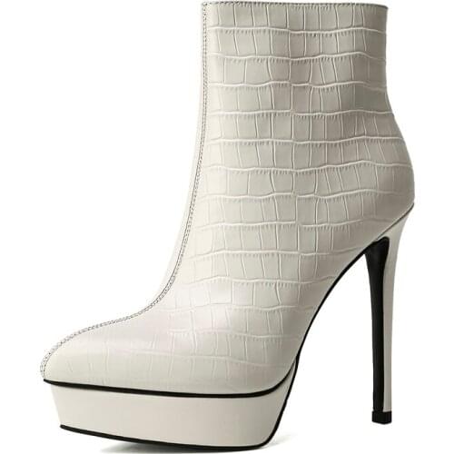 QZYERAI European brand Female boots Genuine leather 13cm High heels Women boots fashion Women shoes Size 34-42