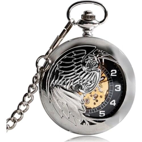 Christmas Gifts Cool Silver Phoenix Exquisite Nursing Pocket Watch Pendant Steampunk Necklace Auto Mechanical Chain Women Men
