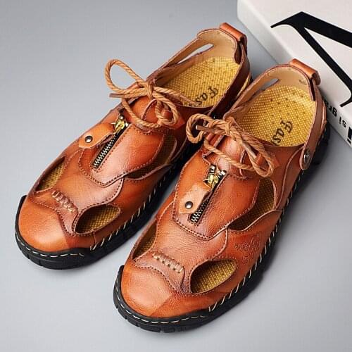 SHENCE Summer Men Sandals Plus Size Soft Rubber Sole Breath Comfort Men Trail Running Beach Outdoor Sports Casual Hiking Shoes