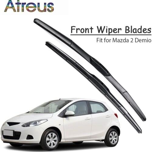 Atreus 2pcs High Quality Long Life Rubber Front Wiper Blades For Mazda 2 Demio DY DE DJ 2002-2017Windscreen Original Wiper