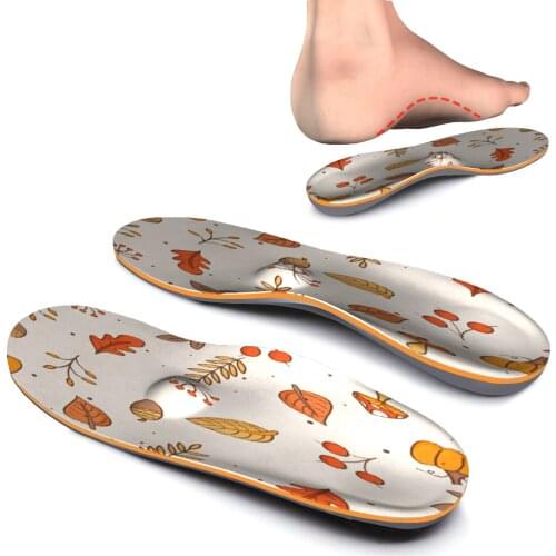 Memory Foam Colorful Leaf High Arch Support Insole Relief Foot Pain EVA Orthopedic Insoles for Men and Women Flat Feet Sneaker