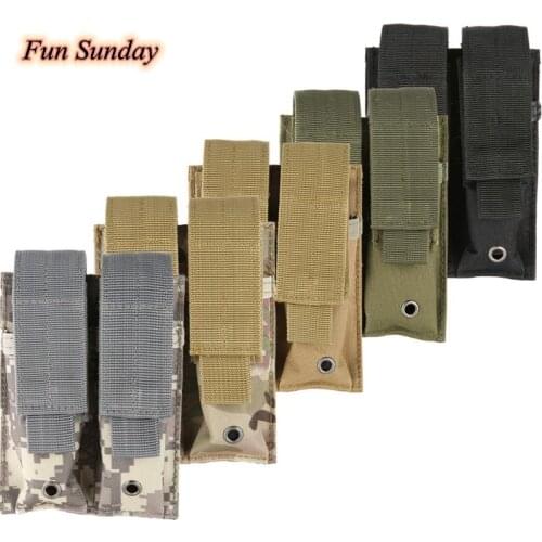 9MM 600D Molle Nylon Tactical Dual Double Pistol Mag Magazine Pouch Close Holster For Outdoor Hunting Combat Military