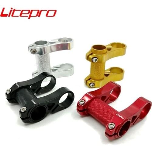 LITEPRO BMX Bicycle 25.4mm Double Stem Folding Bike Adjustment Aluminum Alloy Stem Black/Red/Gold Folding Bicycle Stem Taiwan