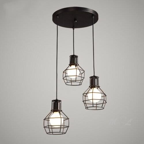 Loft Vintage Hanging Lamps Iron Cage Pendant Lights Retro Home Deco Suspension Luminaires Kitchen Light Fixtures Bar E27 Lights