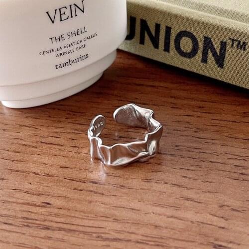 SHANICE S925 Sterling Silver Open RingIrregular bump surface frosted Ring Retro Fashion INS Trend Opening Female Couple jewelry