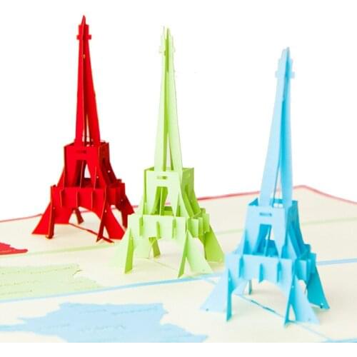 1Pcs 10*15cm Eiffel Tower Love Valentines Gift Multicolor 3D Pop Up Card With Vintage For Best Wishes Of Birthday Greeting Card