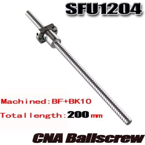 1pcs/lot SFU1204 ballscrew 200mm SFU1204 Ball Screw 200mm + 1 pc 1204 Ball Screw Nut for cnc parts Free shipping