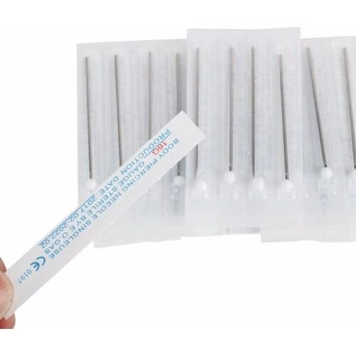 10pcs/lot 16G Piercing Needles Tattoo Accessory Disposable Sterile Body Piercing Needles for Navel Ear Nose Tattoo Needle