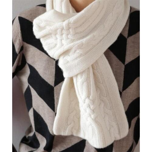 100%goat cashmere twisted knit scarfs for unisex solid color 26x85cm