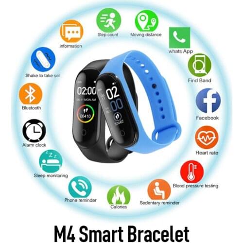 2021 M4 Smart Bracelet Watch Men Women Heart Rate Monitor Fitness Tracker Waterproof Sport Smartwatch For Xiaomi Apple Android