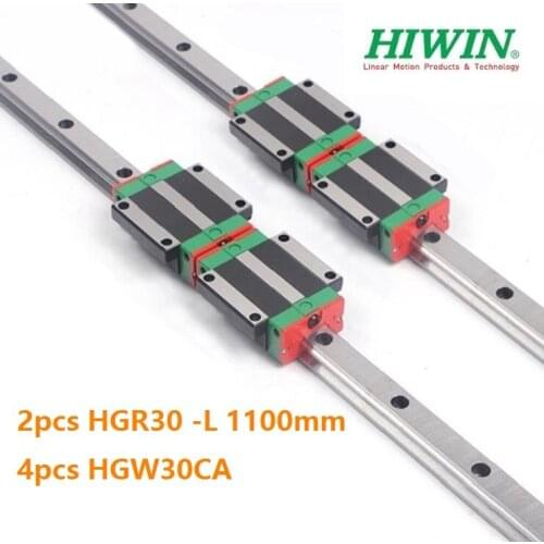 2pcs origial Hiwin rail HGR30 -L 1100mm linear guide + 4pcs HGW30CA HGW30CC flange carriage blocks for cnc router