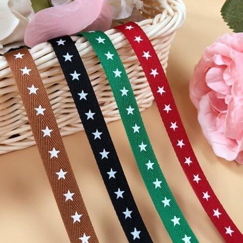 50 yards 1cm New Star Printing Ribbon Factory Wholesale Color Polyester Herringbone printing webbing