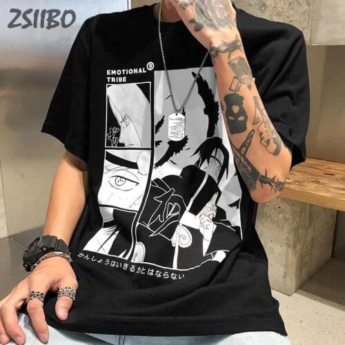 Akatsuki Mens tshirt Unisex Harajuku Cool Japanese Anime Print Kakashi Itachi Cartoon T Shirt Hip Hop Male Streetwear T-Shirt