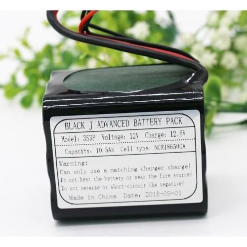 Aluoka UAV Rechargeable 12VLi-ion Battery Pack 11.1V /12.6V10.5Ah 3S3P Use Single Cell NCR18650GA Combination for Various Drone
