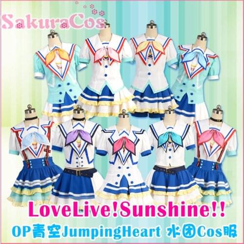 Anime Love Live!Sunshine! Aqours Takami Chika Ruby Dia OP Jumping Heart Cos Dress 9 Characters Cosplay Costume H