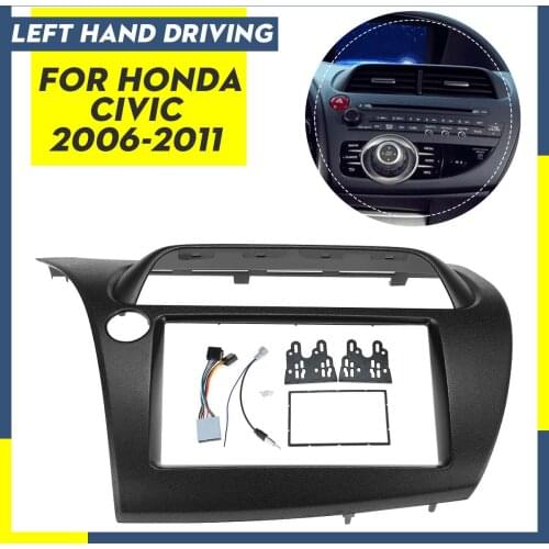 2 Din Car Fascia Radio Stereo Radio Panel Dash Kit Mounting Trim Kit Face Frame Bezel with Wire Harne For Honda Civic 2006-2011