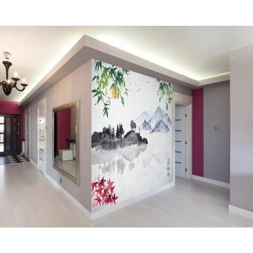 Free Shipping Hot Customize Wall Stickers Chinese Landscape Wall Mural Decals Creative Design for Home Deco Photo Wallpaper