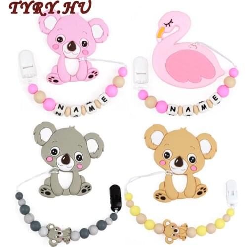 TYRY.HU Silicone Teether Pacifier Chain Clip Letter beads Bracelet Baby Teething Necklace Silicone bead BPA Free