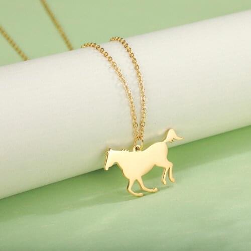 COOLTIME Horse Animal Necklace For Women Men Luxury Ladies Gold Silver Color Jewelry Pendant Necklaces Christmas Gift