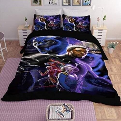 Home Textiles 3D Design Digital Printing Bedding Set Duvet Cover Pillowcase Bedclothes Dropshipping Black Panther
