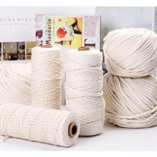 Hot sale 1-5mm white cotton ropeS diy macrame cord handmade Crafts basket tapestry tag threads Home Textile Decoration material