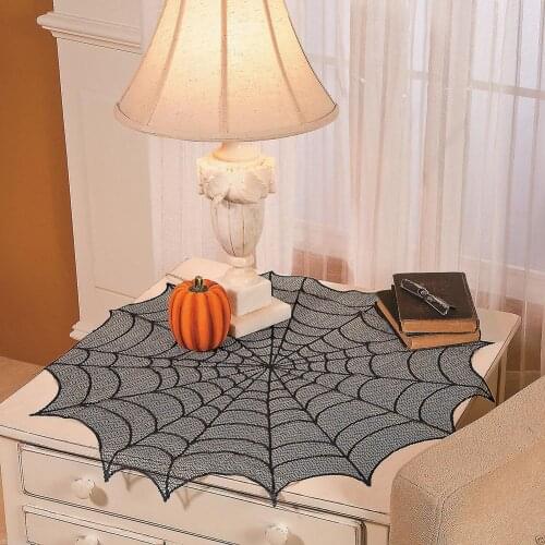 Halloween Octagon Creepy Spiderweb Table Runner Tablecloth Cover Party Props