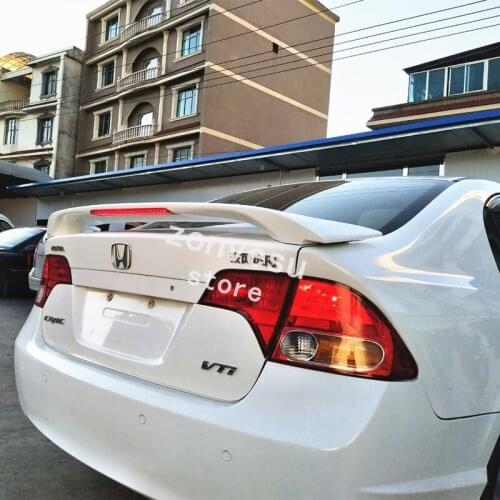 Use For Honda Civic Sedan 2006--2011 Year Spoiler 8-th ABS Plastic Carbon Fiber Look Rear Trunk Wing Car Body Kit Accessories