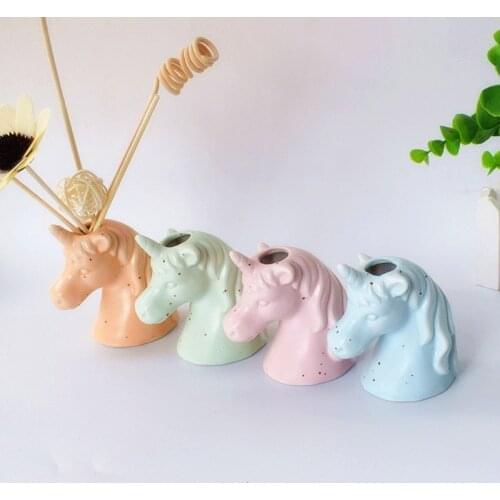 Candy color unicorn ceramic vase creative hydroponic green plant small flower home aromatherapy bottle dried flower container