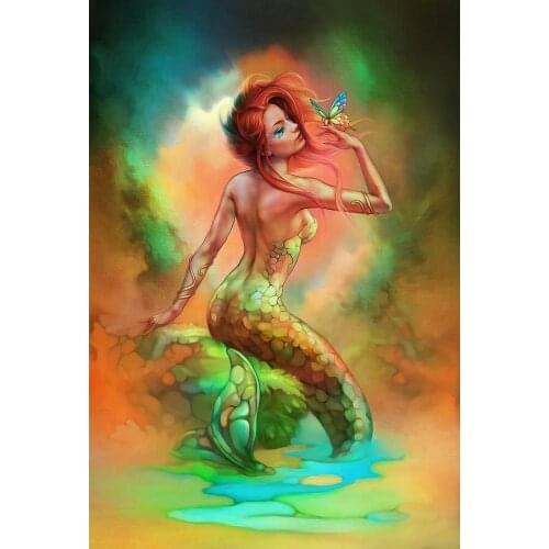 JMINE Div 5D wish mermaid butterfly Full Diamond Painting cross stitch kits art High Quality Cartoon 3D paint by diamonds