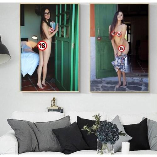 Wall Art Posters Beauty Cute Face Flirt Girl Sexy Model Tease Woman HD Pictures Print Canvas Paintings for Living Room Decor