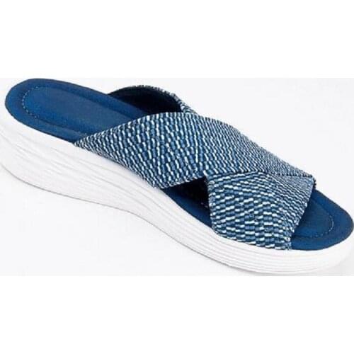 New Ladies Flat-bottomed Comfortable and Fashion able Fish Mouth Woven Outdoor Slippers
