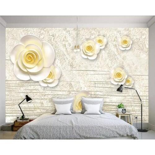 Beibehang Wallpaper custom mural wallpaper 3D high-grade embossed flowers living room mural TV background wall Papel de parede