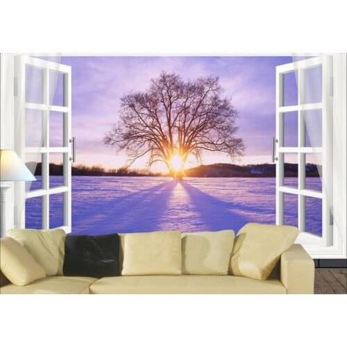 Wallpaper for walls 3d Home Decoration Winter sun tree living room sofa background wall mural 3d wallpaper