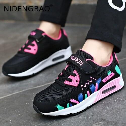 Autumn Kid Sneakers Girls Running Shoes Air Cushion Mesh Breathable Children Student Jogging Walking Casual Sports Shoes Tenis
