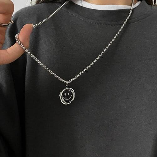 Mewanry 925 Sterling Silver Smiley Face Sweater Necklace for Women New Fashion Vintage Punk Hiphop Party Jewelry Gift Wholesale