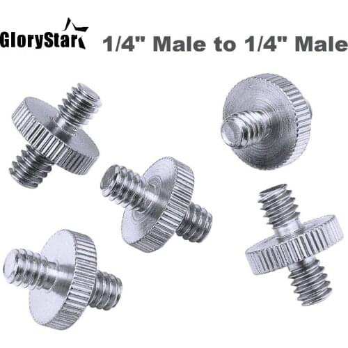 50pcs Camera Accessories 1/4" Male to 1/4" Male Threaded Adapter 1/4 Inch Double Male Screw Adapter Supports Tripod Stand Metal